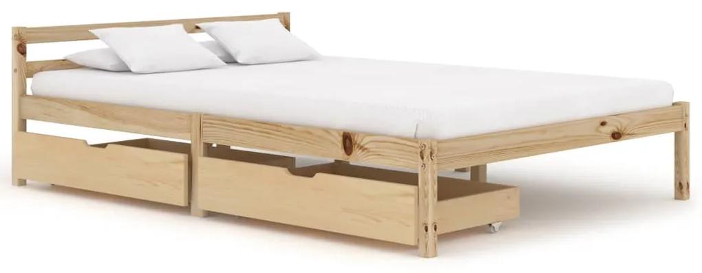 3060329 vidaXL Cadru de pat cu 2 sertare, 120x200 cm, lemn masiv pin
