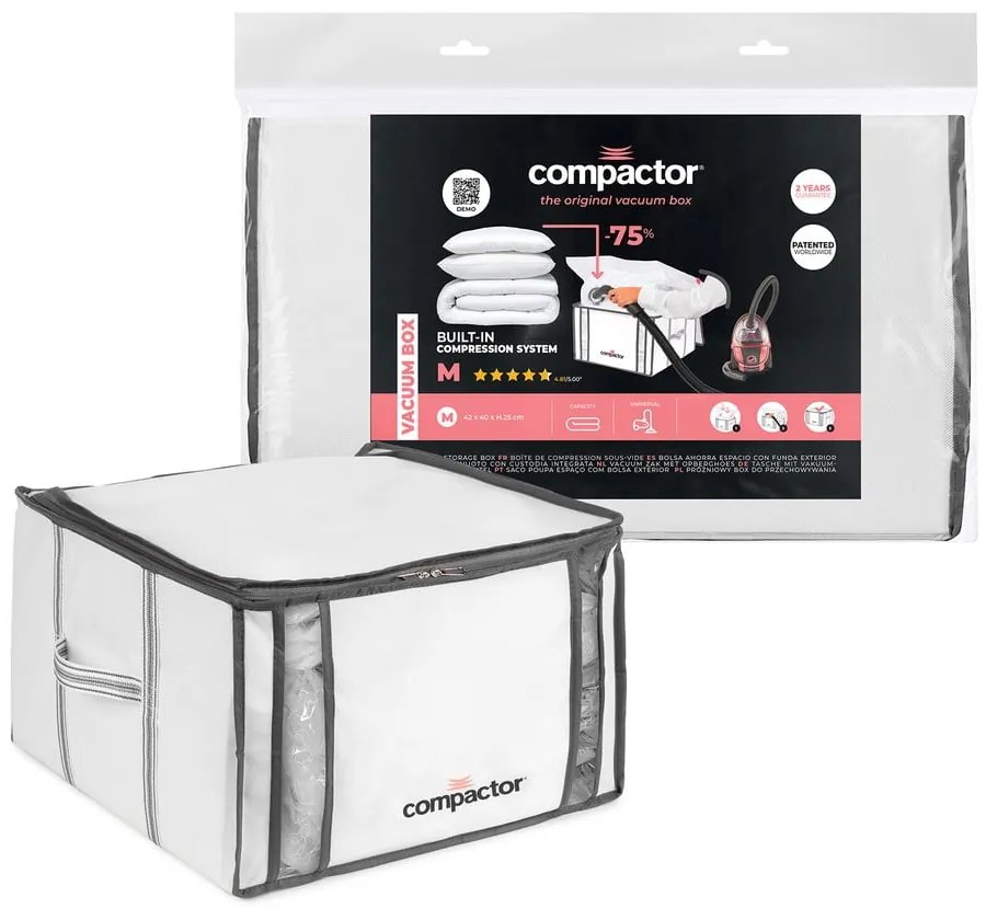 Cutie de depozitare pentru haine din material textil cu vacuum/cu pereți întăriți 42x25x25 cm Life – Compactor