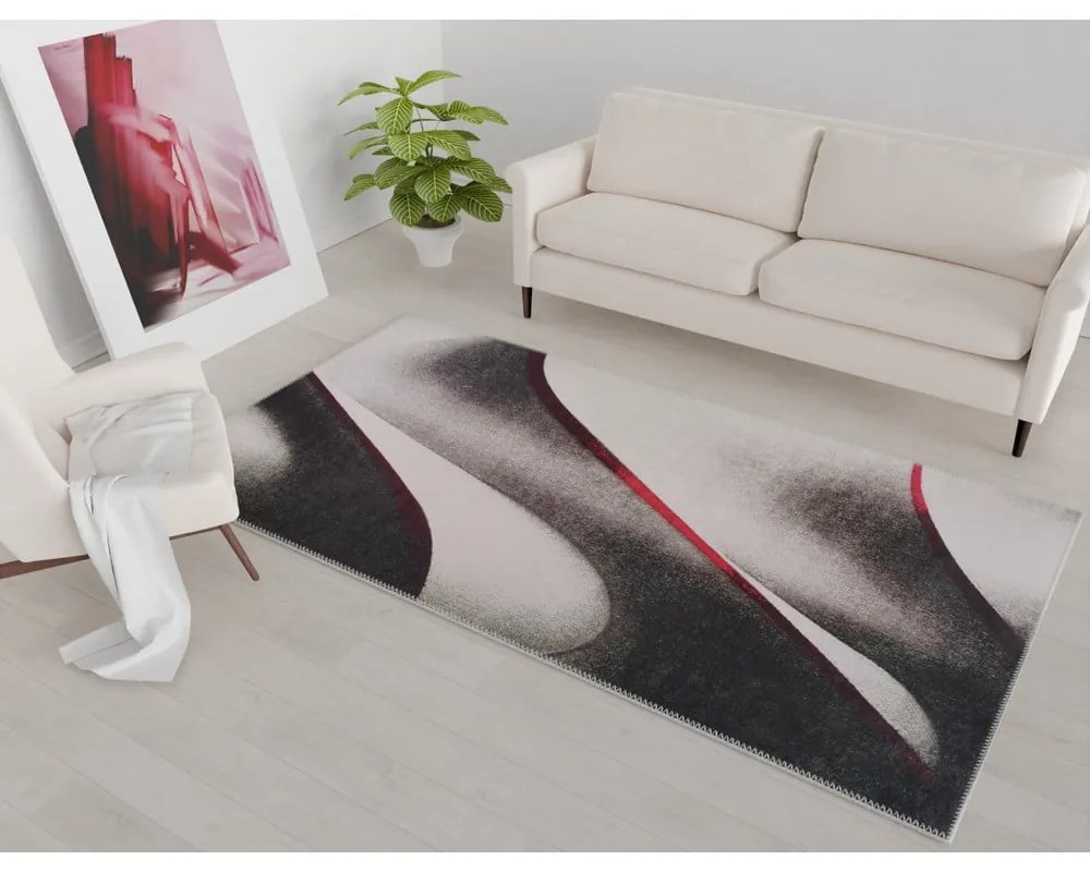 Covor alb/negru lavabil 150x80 cm - Vitaus