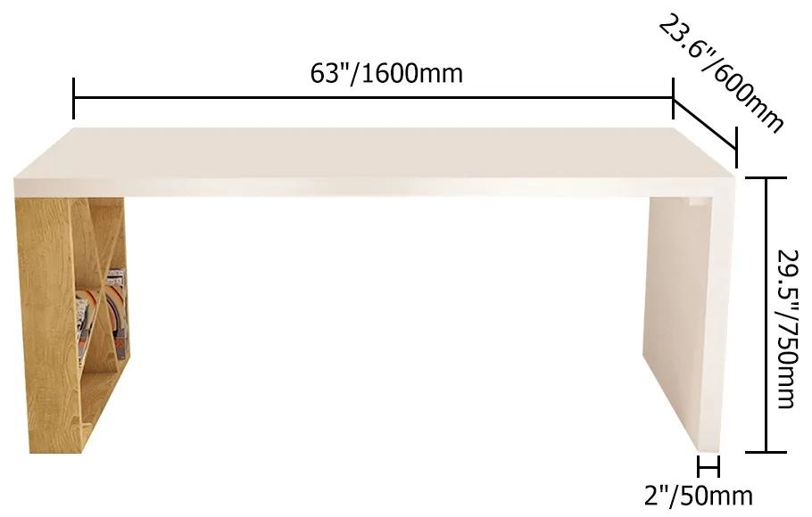 Birou dreptunghiular modern pentru calculator culoare: granulație lemn,  alb DEPRIMO 11819 by Deprimo