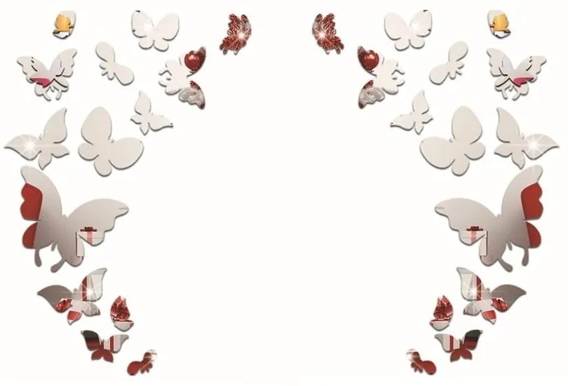 Set 28 autocolante oglindă de perete Ambiance Butterfly