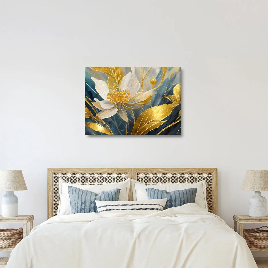 Tablou - Pictura de flori de aur (70x50 cm)