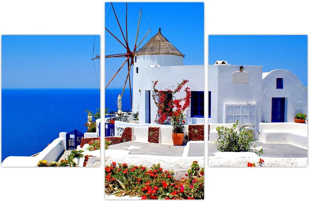 Tablou - Casă mică în Grecia (90x60 cm)