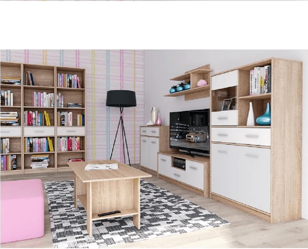 Birou PC 1S, alb/stejar sonoma, TEYO