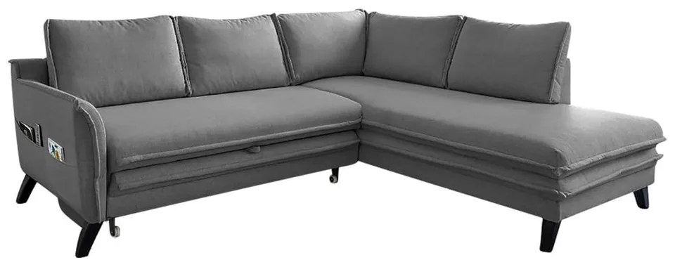 Colțar extensibil cu șezlong pe partea dreaptă Miuform Charming Charlie L, gri închis