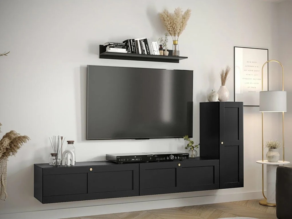 Set camera de zi Hartford G106Negru, Cu comodă TV, Cu componente suplimentare, Părți separate, MDF, PAL laminat, 100x234x40cm, 40 kg