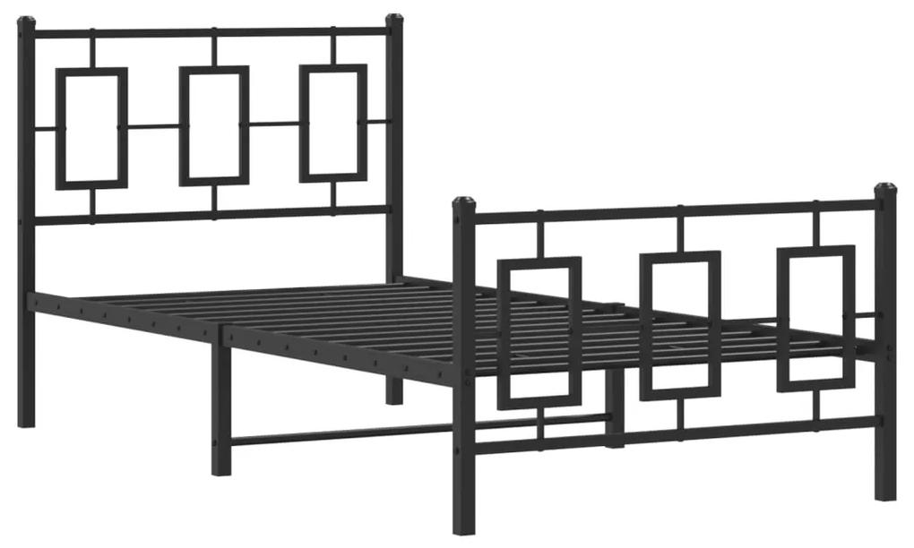 374251 vidaXL Cadru pat metalic cu tăblii de cap/picioare, negru, 90x190 cm