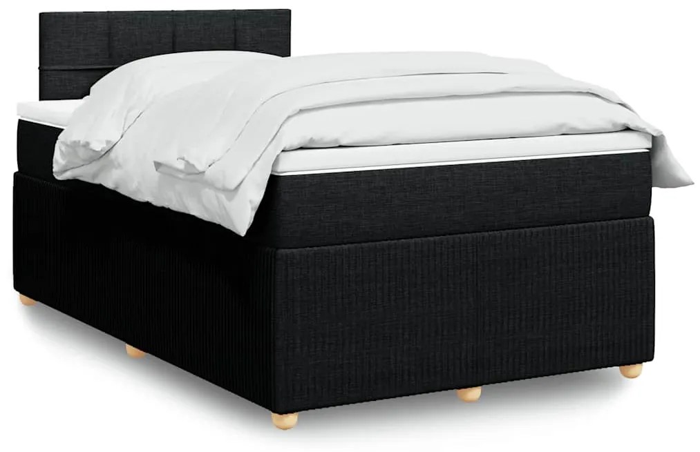 vidaXL Pat box spring cu saltea, negru, 120x190 cm, catifea