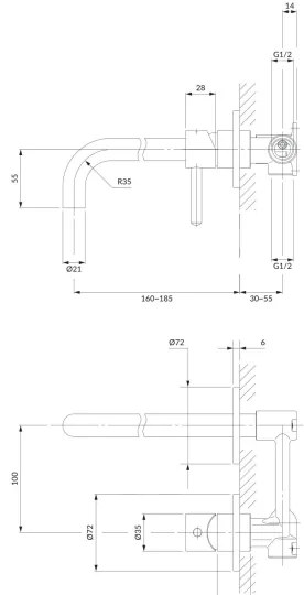 OMNIRES Y1215HCR - Baterie lavoar încastrat Y crom lucios