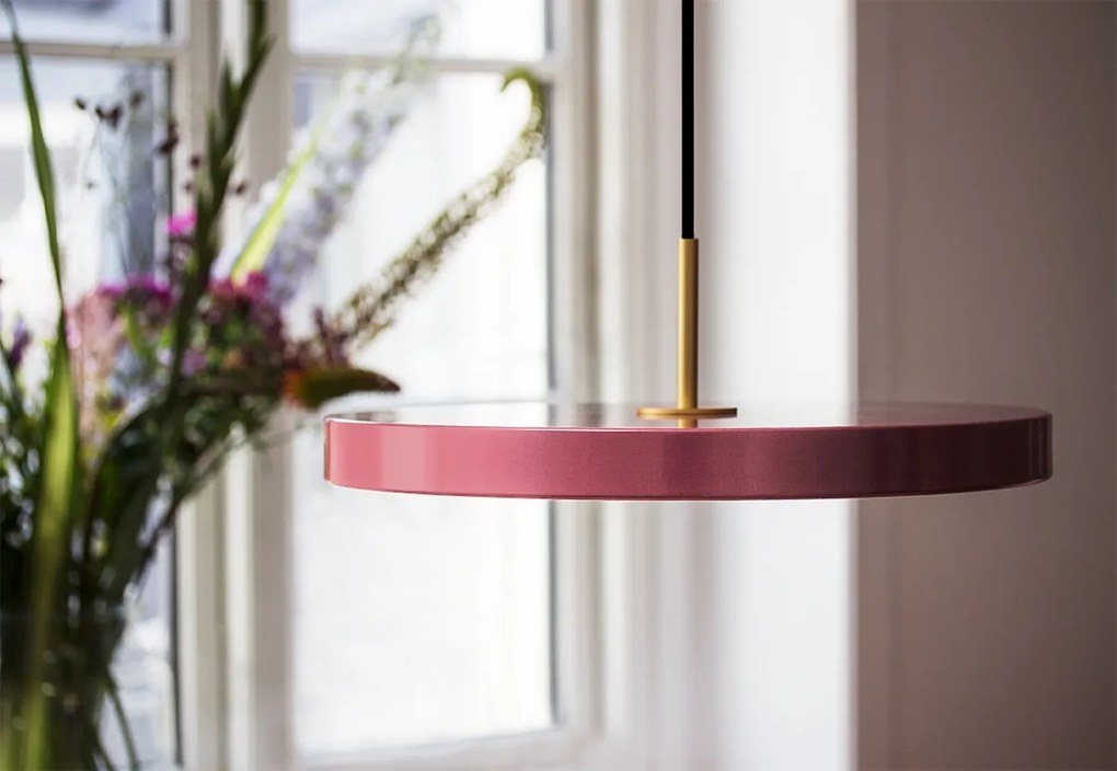 Lustra LED design scandinav Asteria medium - nuance rose/ auriu