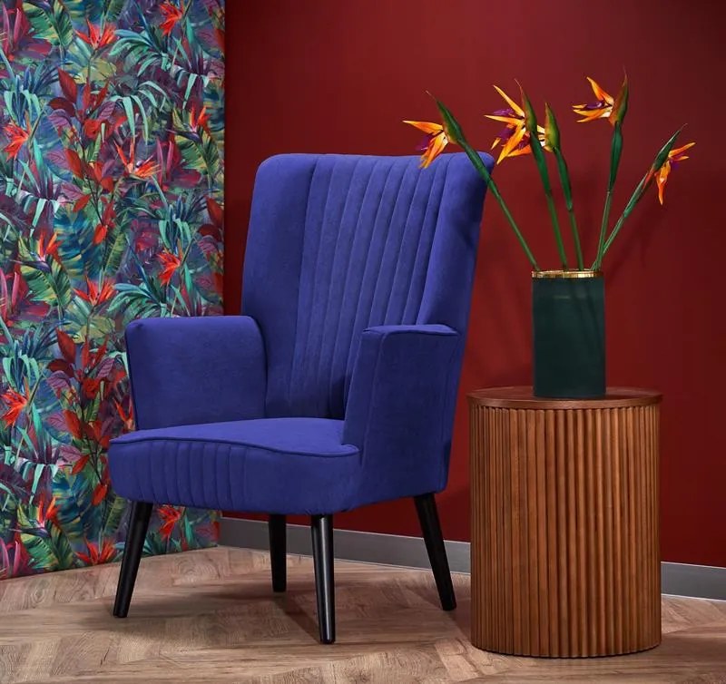 Fotoliu tapitat Delgado velvet bleumarin – H100 cm