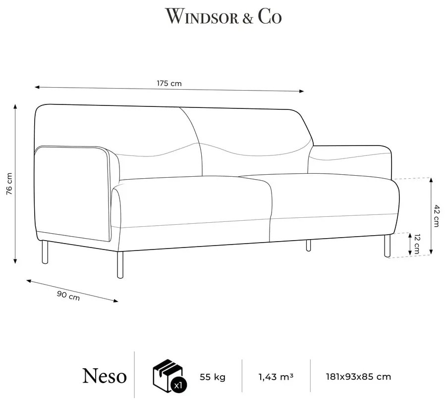 Canapea Windsor &amp; Co Sofas Neso, 175 cm, roz