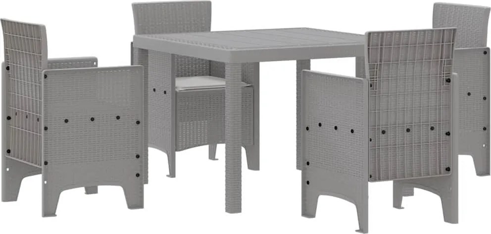 vidaXL Set de masă pentru grădină 5 pcs Gri deschis Polipropilenă