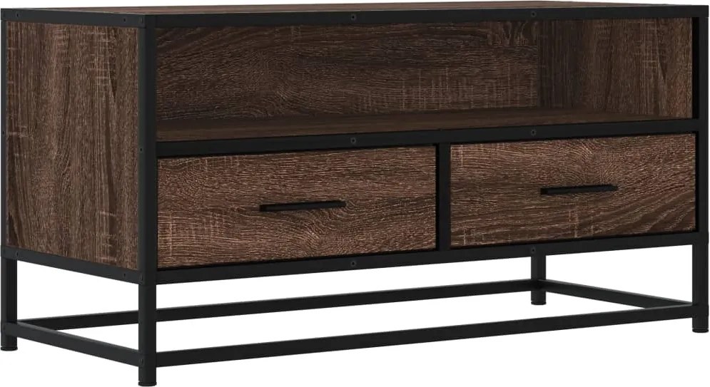 vidaXL Dulap TV, stejar maro, 80x34,5x40 cm, lemn prelucrat și metal