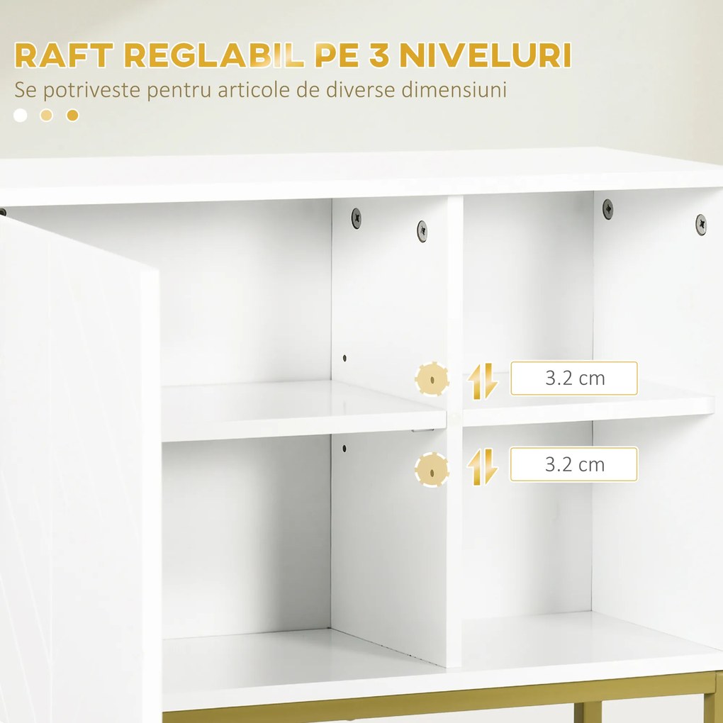 Kleankin Dulap de Baie Compact cu 2 Nivele, Montare pe Perete, Rafturi Deschise, din MDF Alb, Soluție Inteligentă de Depozitare | Aosom Romania