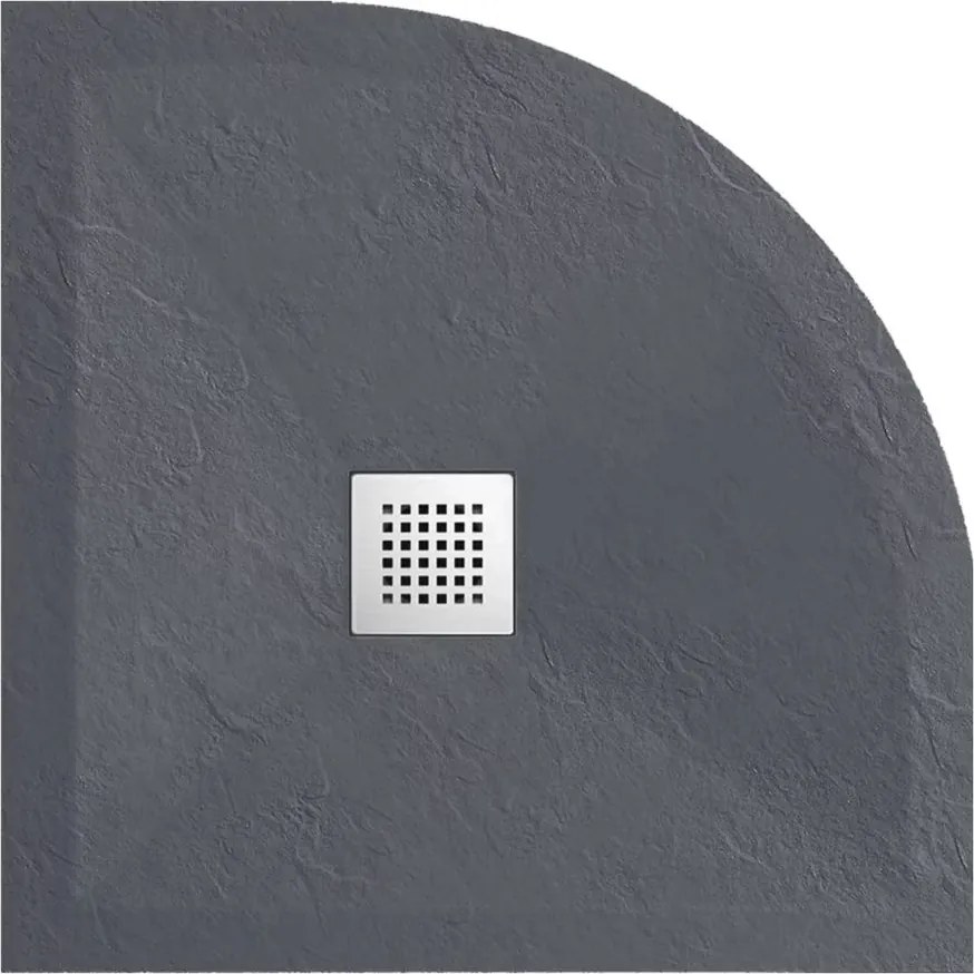 Cadita dus semirotunda Balneo Stone Tray din compozit 90x90 gri inchis