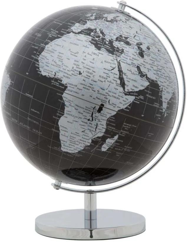 Decorațiune Globe, 34x25x25 cm, plastic/ metal, negru/ argintiu