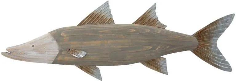 Decorațiune de perete Fish, 33.5x99x2.5 cm, metal/ lemn, multicolor