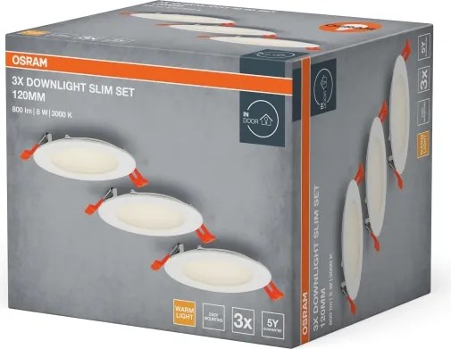 Osram - Set 3x spot LED încastrat, 8W, 230V, 3000K, alb