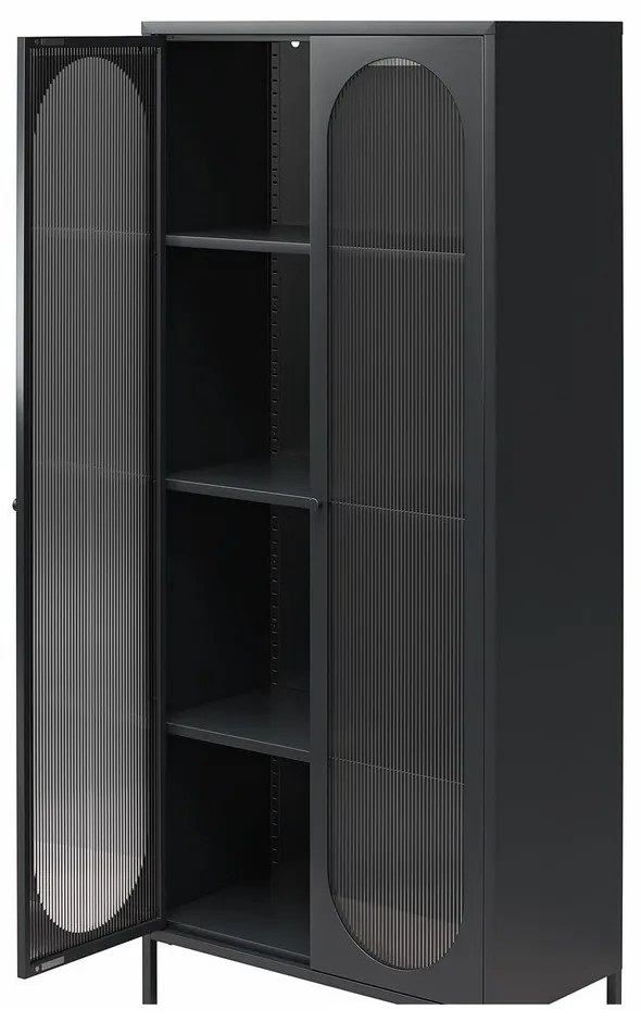 Vitrină neagră din metal 80x186x40 cm Luna – Støraa