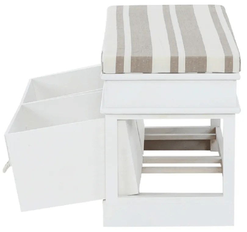 Bancă cu pernă, 2 sertare, alb/maro deschis, SEAT BENCH 1 NEW