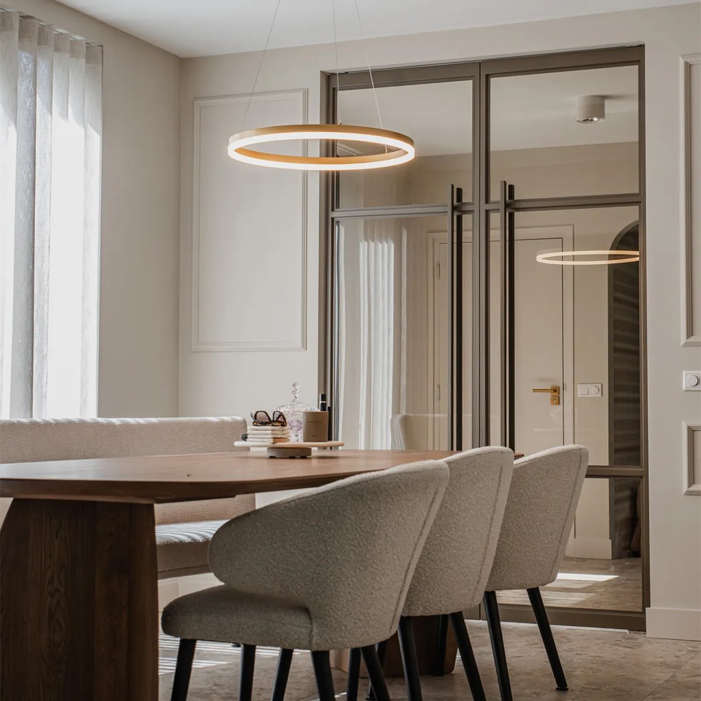 Lampă pendant de design aurie 60 cm incluzând LED cu dimmer în 3 trepte - Anello