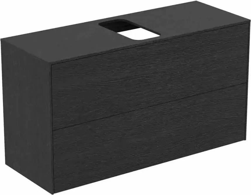 Dulap baza suspendat Ideal Standard Atelier Conca 2 sertare si blat cu decupaj central 100 cm finisaj stejar inchis