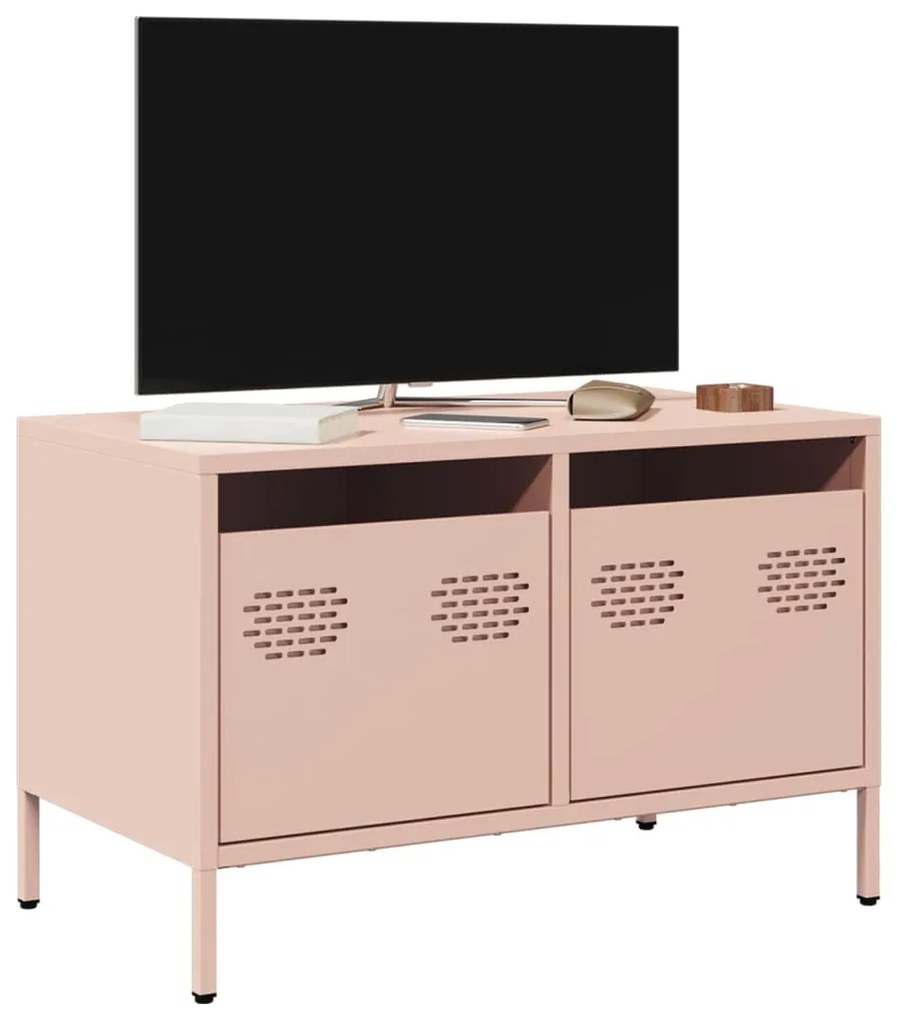 vidaXL Dulap TV, roz, 68x39x43,5 cm, oțel laminat la rece