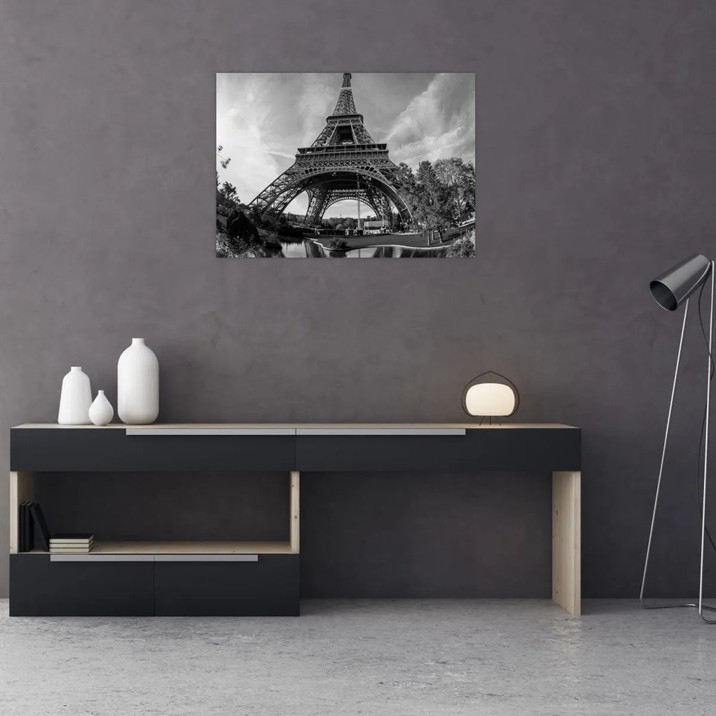 Tablou - Turnul Eiffel, alb-negru (70x50 cm)