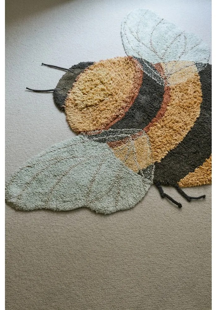 Covor pentru copii galben lavabil/țesut manual din bumbac 115x150 cm Bee – Lorena Canals