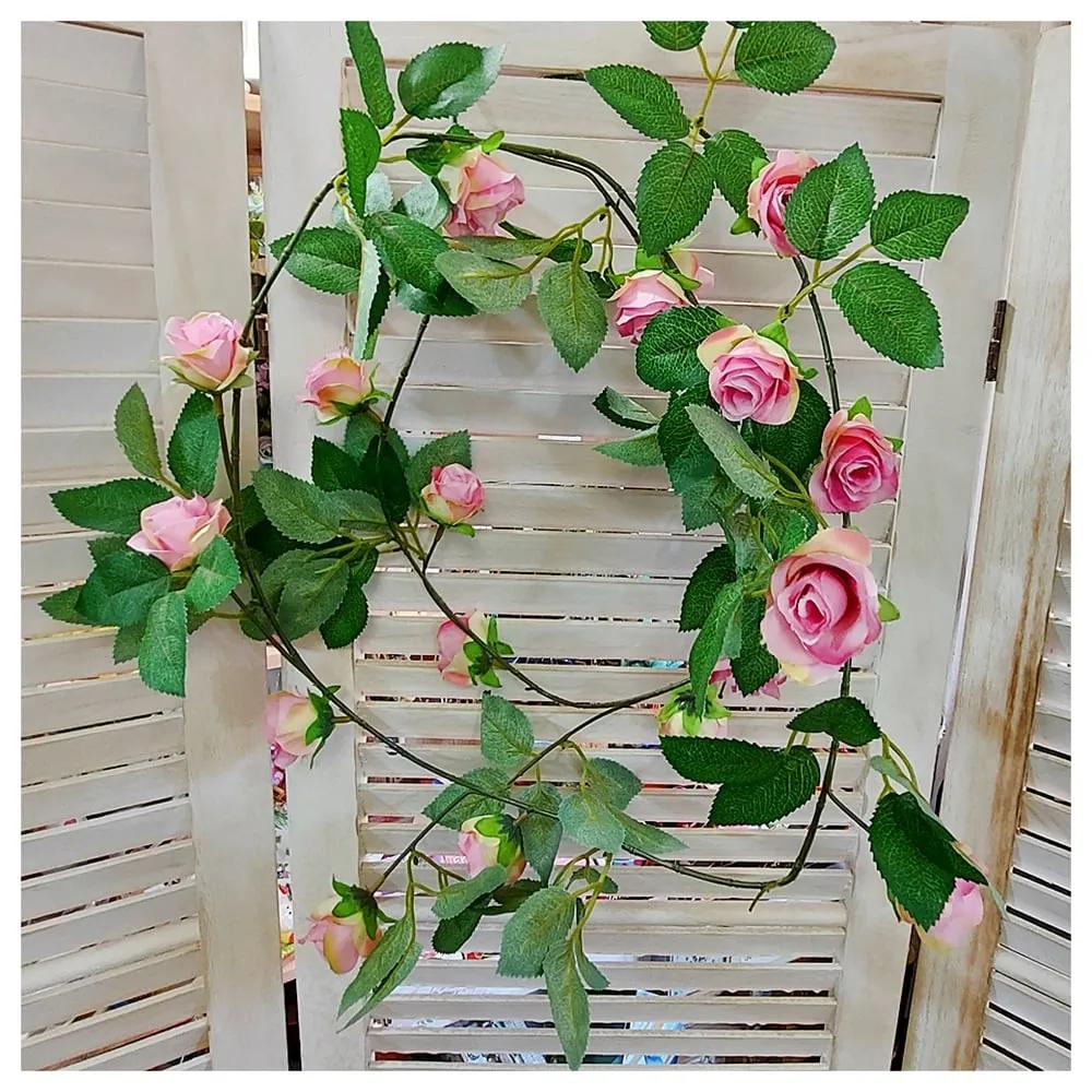 Ghirlanda cu trandafiri roz artificiali, Rose, 180cm