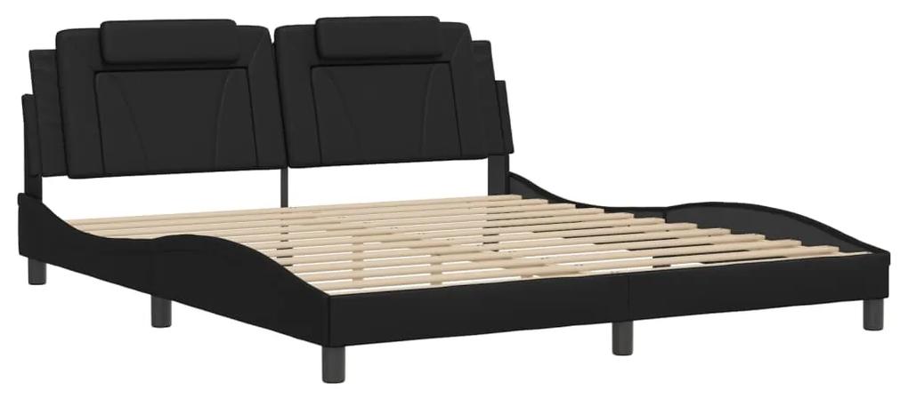 3208110 vidaXL Cadru de pat cu tăblie, negru, 180x200 cm, piele ecologică