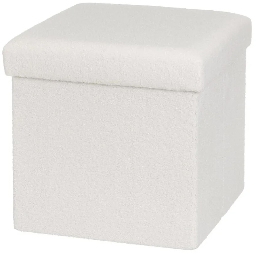 Taburet alb cu tapițerie din țesătură bouclé Ecru – Casa Selección