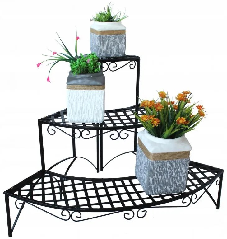 ShopJK SUPORT COLȚ PENTRU FLORI 3 POLIȚE - METAL PERG-N9550