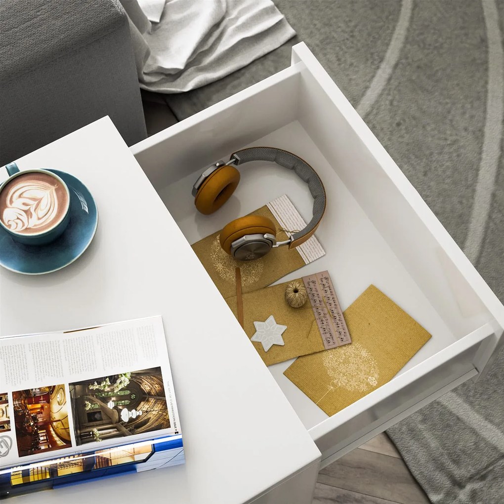 Noptieră ELOISE cu iluminare, 54x39x28cm, alb Casaria