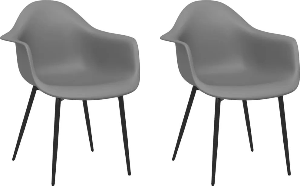 vidaXL Scaune de bucătărie, 2 buc., gri, PP