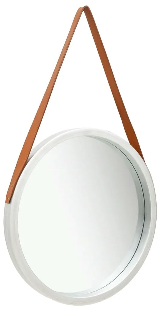 vidaXL Oglindă de perete cu o curea, 50 cm, argintiu