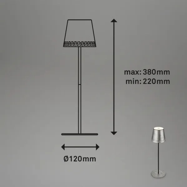 Brilo - Lampă de birou LED reîncărcabilă, cu control tactil KIKI LED/2,6W/5V IP44 2600 mAh argintie