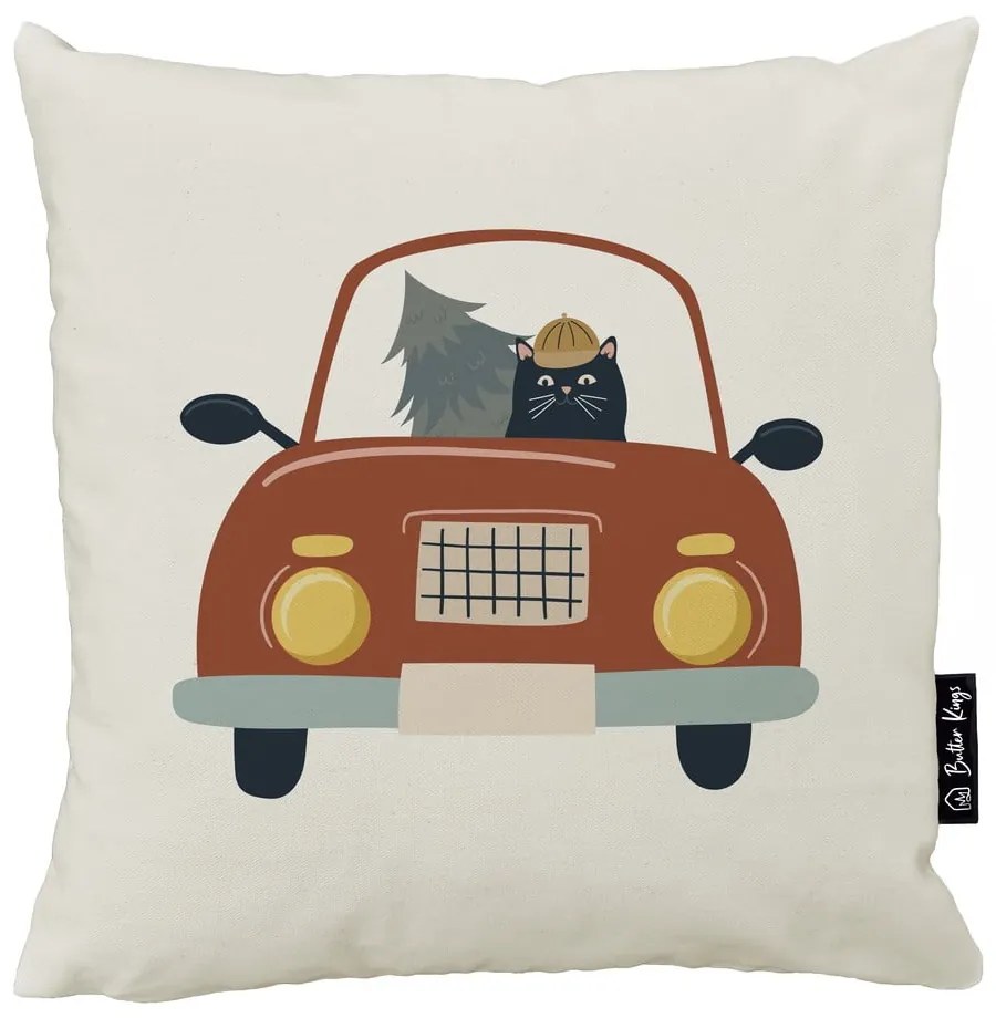 Față de pernă 45x45 cm cu model de Crăciun Cat Driver – Butter Kings