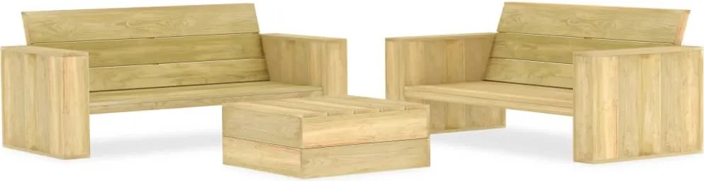 vidaXL Set mobilier de grădină, 3 piese, lemn de pin tratat