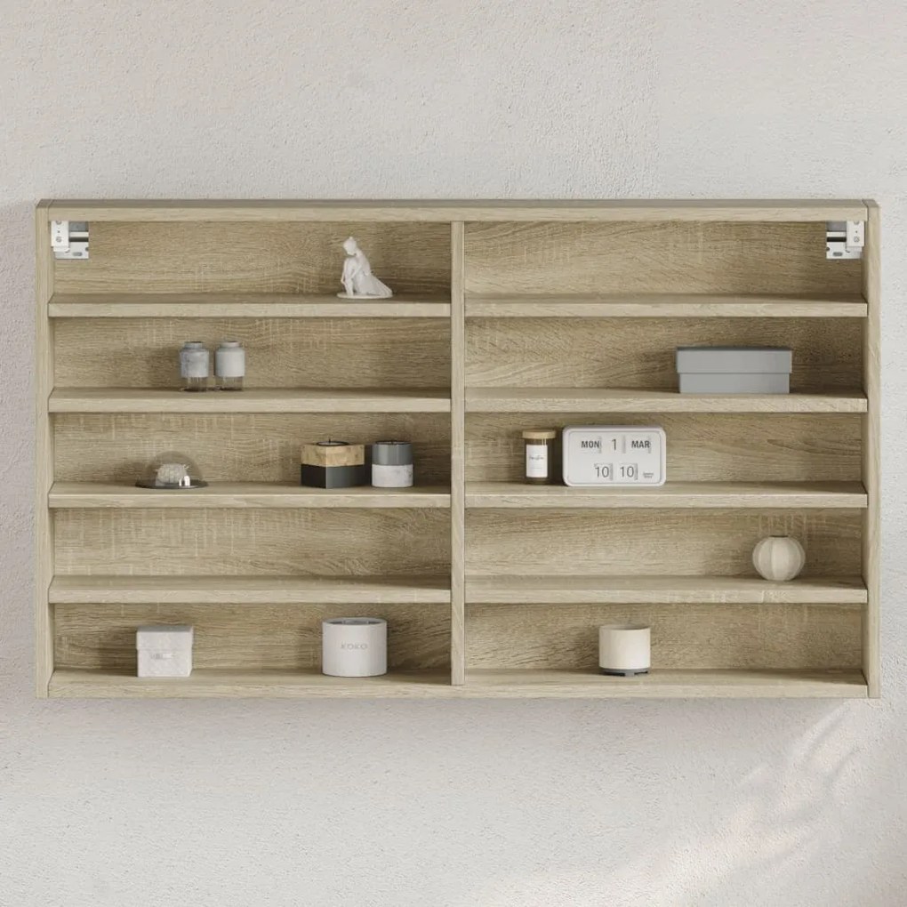 vidaXL Dulap cu vitrină, stejar sonoma, 100x15x58 cm, lemn prelucrat