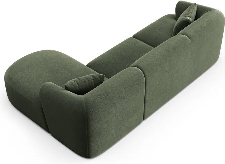 Colțar verde cu tapițerie din catifea (cu colț pe partea dreaptă/cu șezlong) Campi – Cosmopolitan Design