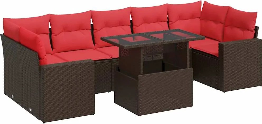 vidaXL Set canapele de grădină cu perne, 8 piese, maro, poliratan