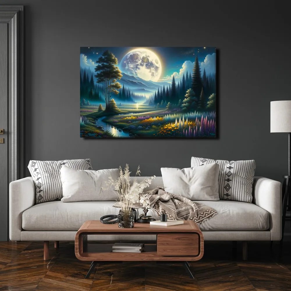 Tablou vale magică în lumina lunii