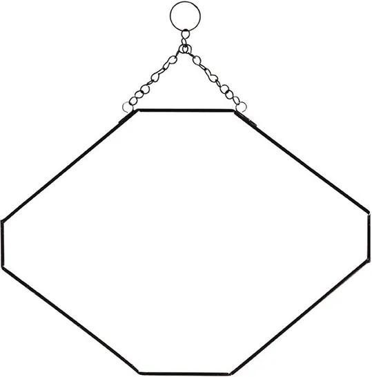 Oglinda hexagonala din metal negru cu lant 35x25,5 cm Hang Madam Stoltz