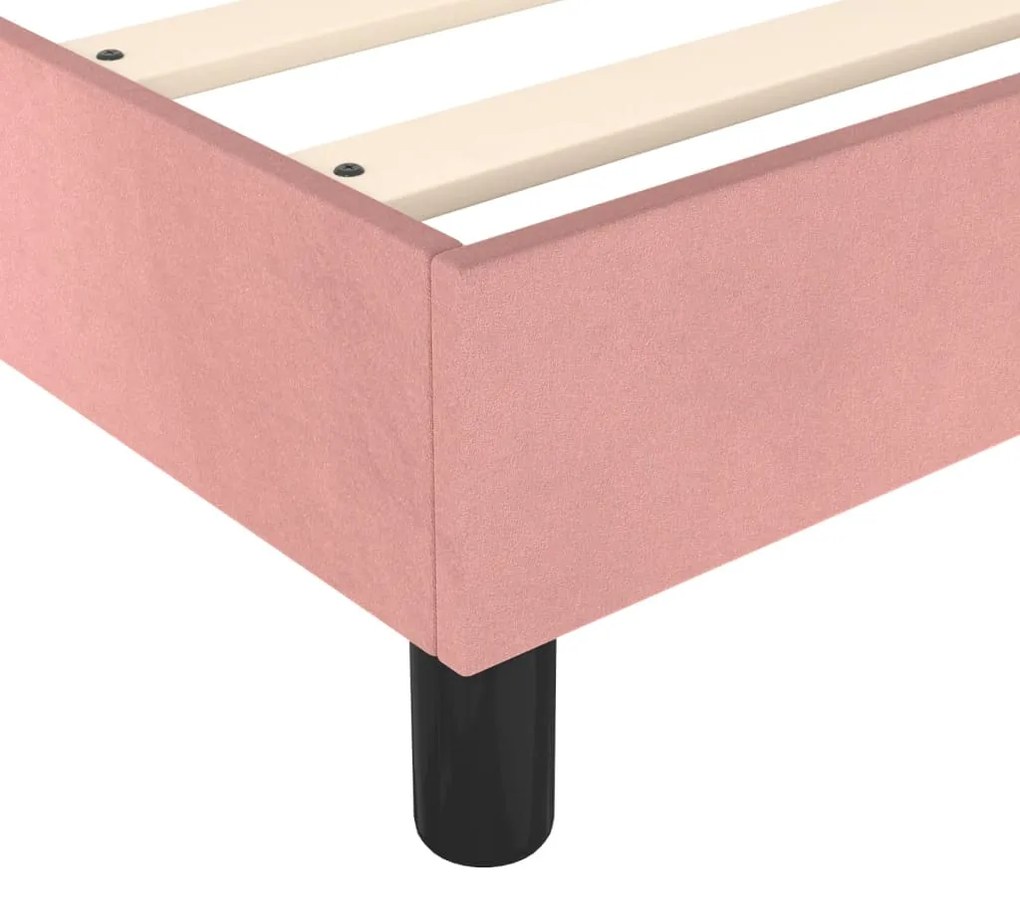 Cadru de pat box spring, roz, 140x190 cm, catifea Roz, 25 cm, 140 x 190 cm