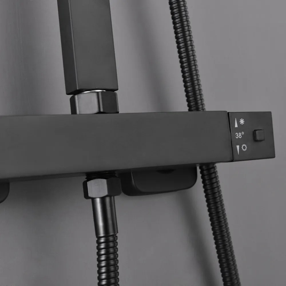 Set de duș Mazama Black cu baterie termostatică