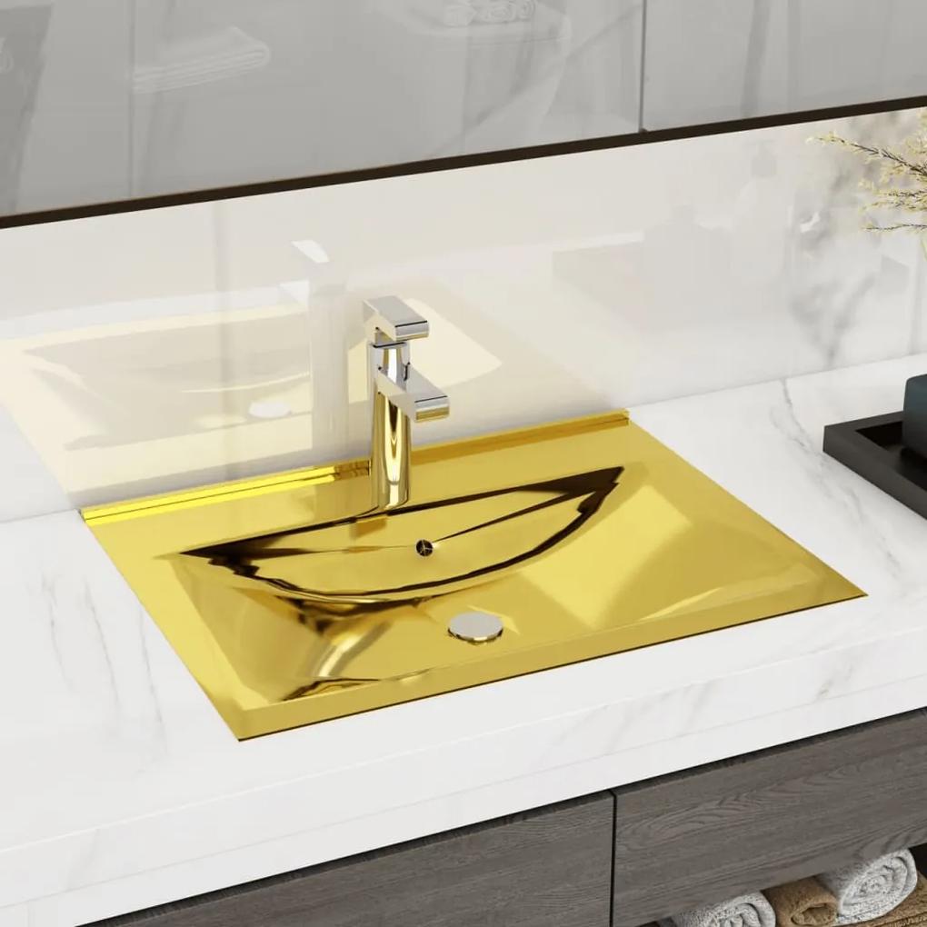 Chiuveta cu preaplin, auriu, 60x46x16 cm, ceramica Auriu