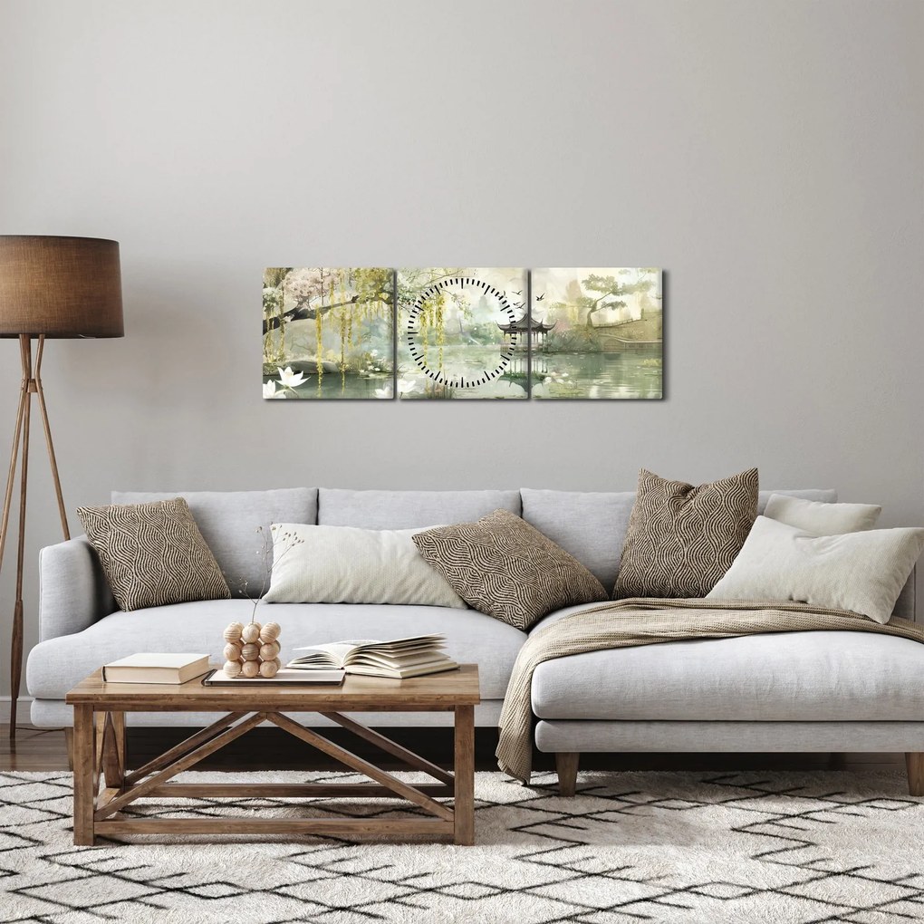 Tablou - Lac Chinezesc (cu ceas) (90x30 cm)