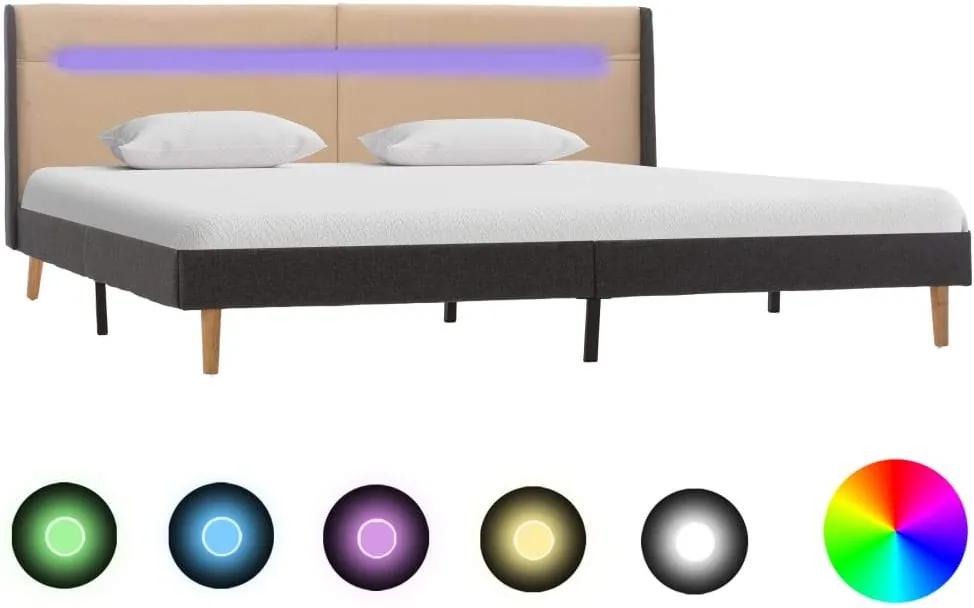 Cadru de pat cu LED, crem, 160 x 200 cm, material textil